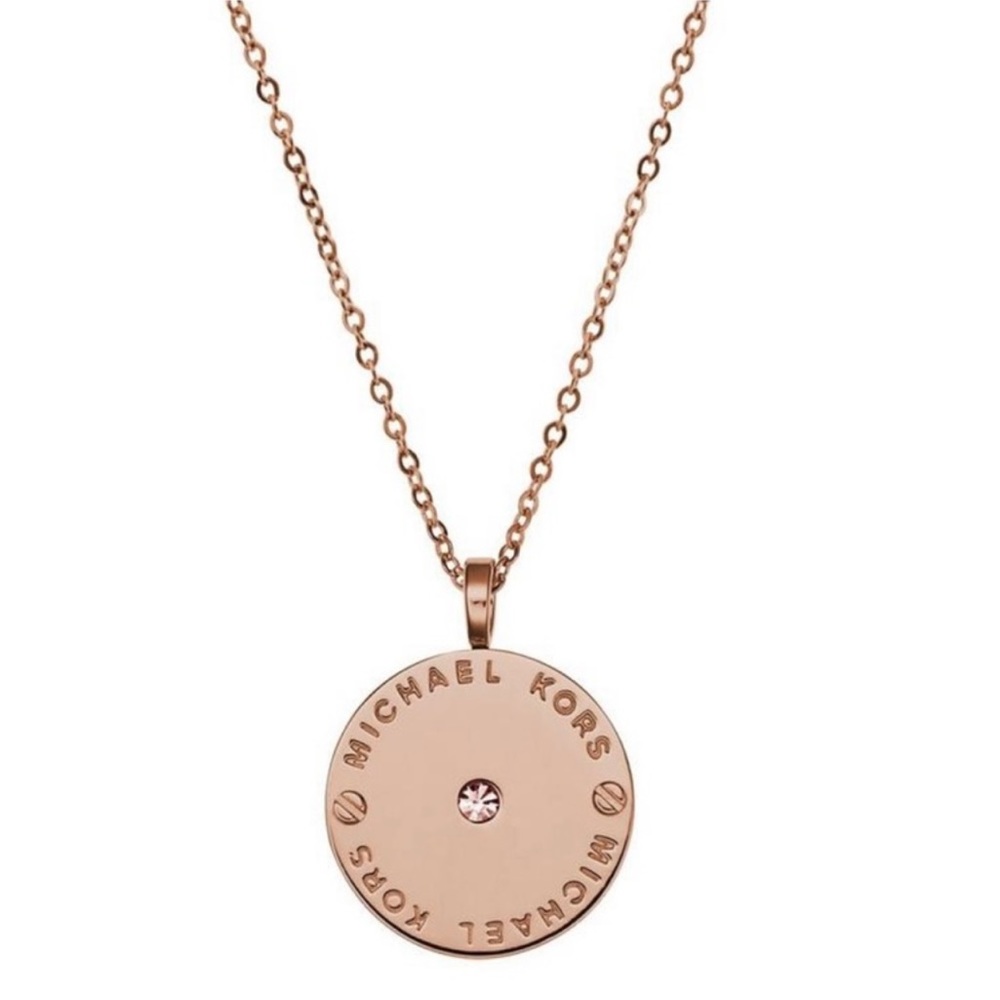 Brand new Michael Kors MK rose gold circle pendant necklace